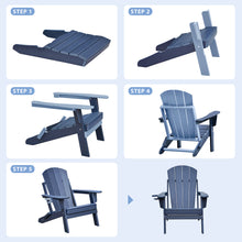 Load image into Gallery viewer, Folding Adirondack Chair with Cup Holder, Weather Resistant Portable Patio Fire Pit Chairs for Porch, Beach, Poolside, Deck, Lawn(Blue)