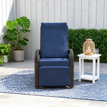 Load image into Gallery viewer, Outdoor Patio Adjustable Wicker Recliner Chair with Flip Side Table, All-Weather PE Rattan Reclining Chairs with Independently Adjustable Backrest and Footrest