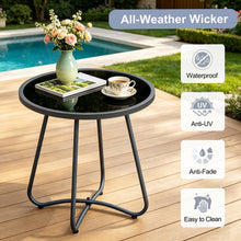 Load image into Gallery viewer, Sky Patio Outdoor Side Table, 17.3" Round Glass Top Patio End Table, 17.7" Height with Metal Frame for Backyard, Deck, Balcony
