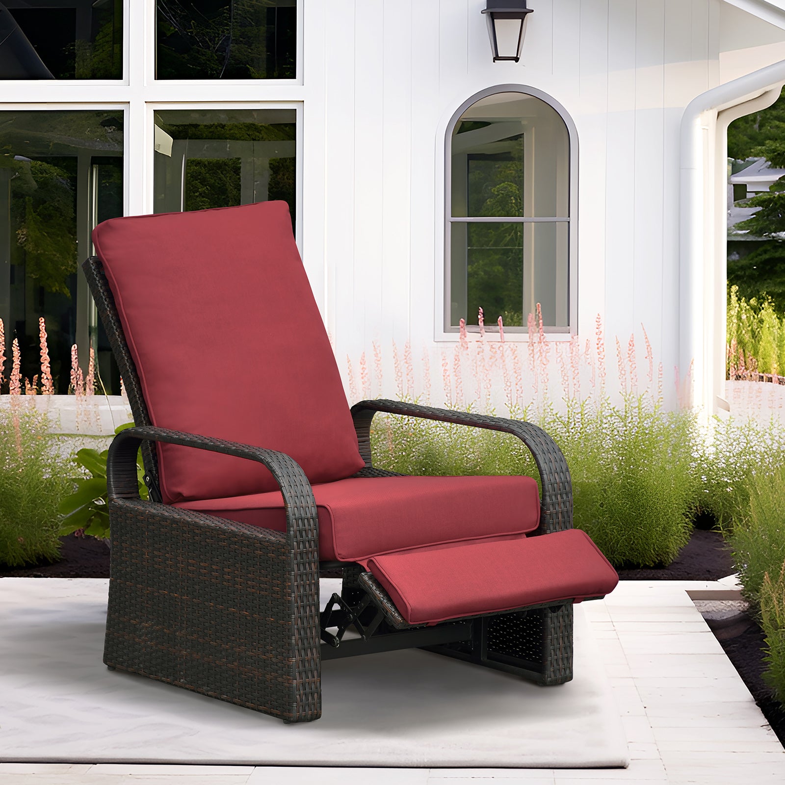 Skypatio Wicker Recliner Outdoor Recliner Chair Patio Recliner