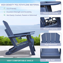 Load image into Gallery viewer, Folding Adirondack Chair with Cup Holder, Weather Resistant Portable Patio Fire Pit Chairs for Porch, Beach, Poolside, Deck, Lawn(Blue)