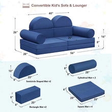 Load image into Gallery viewer, 10 PCS Modular Kids Play Couch,100+DIY Creativing Kids Couch for playroom, Convertible Kids Couch Building Fort for for Boys and Girls