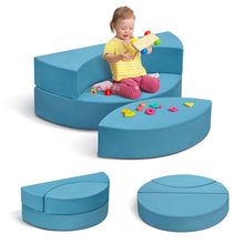 Load image into Gallery viewer, 3Pcs Modular Kids Play Couch, Creativing Playroom Floor Sofa Furniture for Children, Removable Fabric Cover