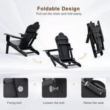 Load image into Gallery viewer, 【Arttoreal】 New Adirondack-Chairs-with-Ottoman | Folding | Retractable-Footrest | HDPE Plastic | All Weather Fire Pit Chair | Cup Holders | Blue | for Outdoor Poolside