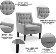 Load image into Gallery viewer, Modern Accent Chair – Tufted Upholstered Armchair for Small Living Areas