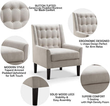 Load image into Gallery viewer, Modern Accent Chair – Tufted Upholstered Armchair for Small Living Areas
