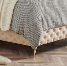 Load image into Gallery viewer, Upholstered Tufted Platform Bed with Deep Button Tufting and Custom Gold Metal Legs, Queen Size Bed Frame, Easy to Assemble, Queen Size Bed Frame
