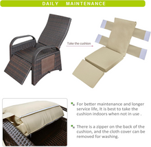 Load image into Gallery viewer, Outdoor Patio Adjustable Wicker Recliner Chair with Flip Side Table, All-Weather PE Rattan Reclining Chairs with Independently Adjustable Backrest and Footrest