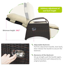 Load image into Gallery viewer, Outdoor Patio Adjustable Wicker Recliner Chair with Flip Side Table, All-Weather PE Rattan Reclining Chairs with Independently Adjustable Backrest and Footrest