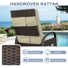 Load image into Gallery viewer, Outdoor Patio Adjustable Wicker Recliner Chair with Flip Side Table, All-Weather PE Rattan Reclining Chairs with Independently Adjustable Backrest and Footrest