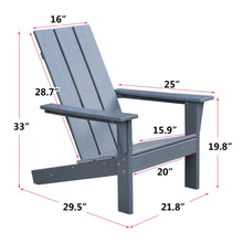 Load image into Gallery viewer, Adirondack Chair Lounger / Weather Resistant Recliner / Fire Pit Seating High Back, Gray