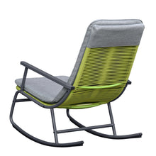 Load image into Gallery viewer, Sky Patio 3-Piece Patio Rocking Chair Bistro Set, Heavy Duty 400 LBS Rocking Chairs with 17.3" Side Table, Gray Cushion & Green Wicker for Garden, Balcony