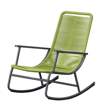 Load image into Gallery viewer, Sky Patio 3-Piece Patio Rocking Chair Bistro Set, Heavy Duty 400 LBS Rocking Chairs with 17.3" Side Table, Gray Cushion & Green Wicker for Garden, Balcony