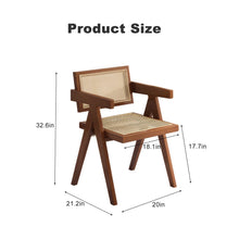 Load image into Gallery viewer, Modern Mid Century Dining Chairs Set of 2, Rattan Accent Chairs, Comfy Armchairs, Outdoor Wood Chairs with Armrest for Bedroom Living Room Reading Room Dining Kitchen