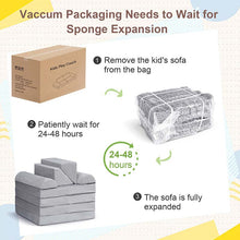 Load image into Gallery viewer, 8 Pcs DIY Modular Kids Couch, Toddler Play Sectional Sofa Chair for Playing, Creativity, Sleeping for Playroom, Bedroom, Children's Room