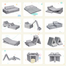 Load image into Gallery viewer, 8 Pcs DIY Modular Kids Couch, Toddler Play Sectional Sofa Chair for Playing, Creativity, Sleeping for Playroom, Bedroom, Children's Room