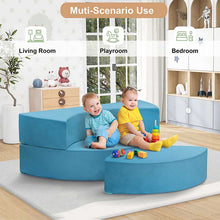 Load image into Gallery viewer, 3Pcs Modular Kids Play Couch, Creativing Playroom Floor Sofa Furniture for Children, Removable Fabric Cover