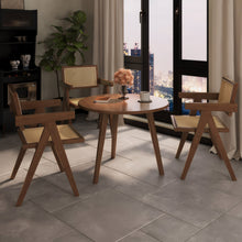 Load image into Gallery viewer, Modern Mid Century Dining Chairs Set of 2, Rattan Accent Chairs, Comfy Armchairs, Outdoor Wood Chairs with Armrest for Bedroom Living Room Reading Room Dining Kitchen