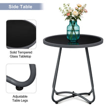 Load image into Gallery viewer, Sky Patio Outdoor Side Table, 17.3" Round Glass Top Patio End Table, 17.7" Height with Metal Frame for Backyard, Deck, Balcony