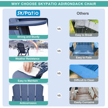 Load image into Gallery viewer, Folding Adirondack Chair with Cup Holder, Weather Resistant Portable Patio Fire Pit Chairs for Porch, Beach, Poolside, Deck, Lawn(Blue)