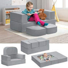 Load image into Gallery viewer, 4 Pcs Modular Kids Toddler Couch Sofa, Freely Removable Kids Chair Sofa for Playing, Creativity, Sleeping for Playroom, Bedroom Furniture
