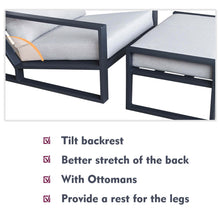 Load image into Gallery viewer, Skypatio Aluminum Patio Furniture Lounge Set of 2 / Outdoor Patio Recliner Chairs with Ottomans