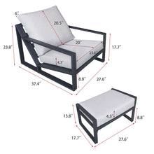 Load image into Gallery viewer, Skypatio Aluminum Patio Furniture Lounge Set of 2 / Outdoor Patio Recliner Chairs with Ottomans