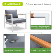 Load image into Gallery viewer, Outdoor Patio Armchair Sofa Chair All-Weather Aluminum Garden Indoor Outdoor Contemporary Sofa Chair with Cushions