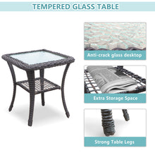 Load image into Gallery viewer, Outdoor Wicker Rocking Chair Set of 3 / Patio Conversation Sets with 2 Rattan Rocker Chairs and Tempered Glass Coffee Table