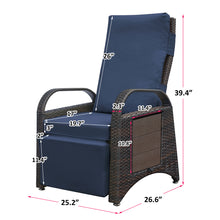 Load image into Gallery viewer, Outdoor Patio Adjustable Wicker Recliner Chair with Flip Side Table, All-Weather PE Rattan Reclining Chairs with Independently Adjustable Backrest and Footrest