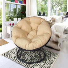 Load image into Gallery viewer, Dormitory Papasan Chair Swivel Patio Chair with Fluffy Cushion,Waterproof Fabric, Indoor/Outdoor Lounge Moon Chair Balcony Seats, 35inch, Khaki