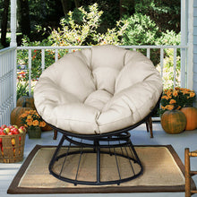 Load image into Gallery viewer, Dormitory Papasan Chair Swivel Patio Chair with Fluffy Cushion,Waterproof Fabric, Indoor/Outdoor Lounge Moon Chair Balcony Seats, 35inch, Khaki