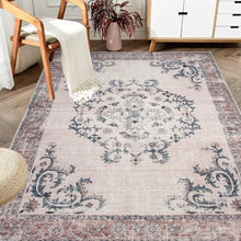 Load image into Gallery viewer, Vintage Bohemian Living Room Area Rug 5x7, Non-Slip Machine Washable Rug, Traditional Persian Area Rug, Non-Shedding Floor Carpet for Bedroom Dining Room Kitchen Entrance
