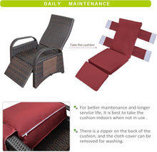 Load image into Gallery viewer, Outdoor Patio Adjustable Wicker Recliner Chair with Flip Side Table, All-Weather PE Rattan Reclining Chairs with Independently Adjustable Backrest and Footrest

