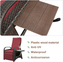 Load image into Gallery viewer, Outdoor Patio Adjustable Wicker Recliner Chair with Flip Side Table, All-Weather PE Rattan Reclining Chairs with Independently Adjustable Backrest and Footrest
