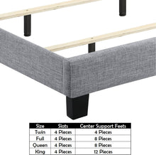 Load image into Gallery viewer, Upholstered fabric bed frame with adjustable headboard, Chesterfield style, wooden slatted supports, easy to assemble, single size
