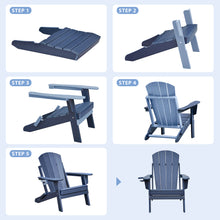 Load image into Gallery viewer, Folding Adirondack Chair with Cup Holder, Weather Resistant Portable Patio Fire Pit Chairs for Porch, Beach, Poolside, Deck, Lawn(Blue)

