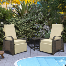 Load image into Gallery viewer, Outdoor Patio Adjustable Wicker Recliner Chair with Flip Side Table, All-Weather PE Rattan Reclining Chairs with Independently Adjustable Backrest and Footrest
