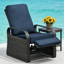 Load image into Gallery viewer, Outdoor Recliner Automatic Adjustable Wicker Lounge Recliner Chair with 5.12'' Thicken Cushion / All Weather Aluminum Frame
