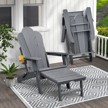 Load image into Gallery viewer, 【Arttoreal】 New Adirondack-Chairs-with-Ottoman  | Folding | Retractable-Footrest | HDPE Plastic | All Weather Fire Pit Chair | Cup Holders | Blue | for Outdoor Poolside
