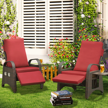 Load image into Gallery viewer, Outdoor Patio Adjustable Wicker Recliner Chair with Flip Side Table, All-Weather PE Rattan Reclining Chairs with Independently Adjustable Backrest and Footrest
