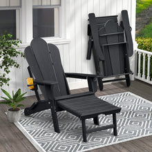 Load image into Gallery viewer, 【Arttoreal】 New Adirondack-Chairs-with-Ottoman  | Folding | Retractable-Footrest | HDPE Plastic | All Weather Fire Pit Chair | Cup Holders | Blue | for Outdoor Poolside
