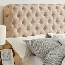 Load image into Gallery viewer, Upholstered Tufted Platform Bed with Deep Button Tufting and Custom Gold Metal Legs, Queen Size Bed Frame, Easy to Assemble, Queen Size Bed Frame
