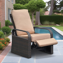 Load image into Gallery viewer, Outdoor Recliner Automatic Adjustable Wicker Lounge Recliner Chair with 5.12&#39;&#39; Thicken Cushion / All Weather Aluminum Frame
