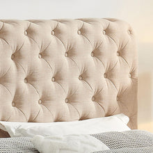 Load image into Gallery viewer, Upholstered Tufted Platform Bed with Deep Button Tufting and Custom Gold Metal Legs, Queen Size Bed Frame, Easy to Assemble, Queen Size Bed Frame

