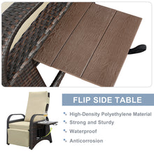 Load image into Gallery viewer, Outdoor Patio Adjustable Wicker Recliner Chair with Flip Side Table, All-Weather PE Rattan Reclining Chairs with Independently Adjustable Backrest and Footrest
