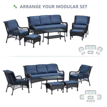Load image into Gallery viewer, 6Pieces Outdoor Sectional Couch Sofa Set with Tempered Coffee Table
