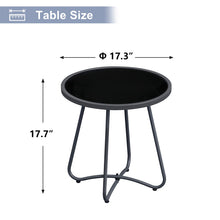 Load image into Gallery viewer, Sky Patio  Outdoor Side Table, 17.3" Round Glass Top Patio End Table, 17.7" Height with Metal Frame for Backyard, Deck, Balcony
