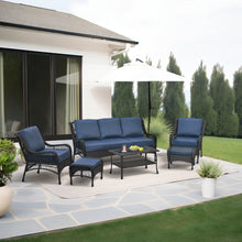 Load image into Gallery viewer, 6Pieces Outdoor Sectional Couch Sofa Set with Tempered Coffee Table
