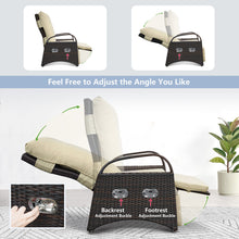 Load image into Gallery viewer, Outdoor Patio Adjustable Wicker Recliner Chair with Flip Side Table, All-Weather PE Rattan Reclining Chairs with Independently Adjustable Backrest and Footrest
